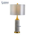 Gray textured marble fabric lamp shade table lamp